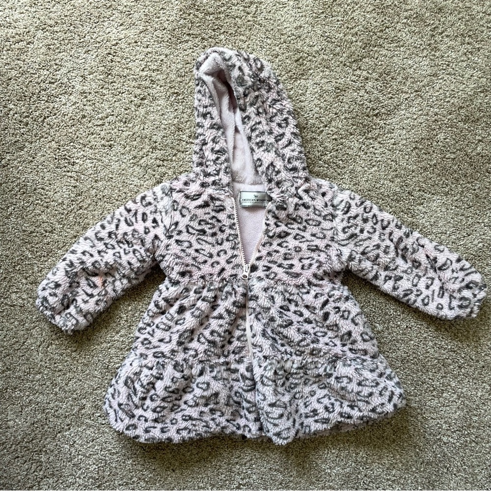 Fuzzy Leopard Print Pink Coat